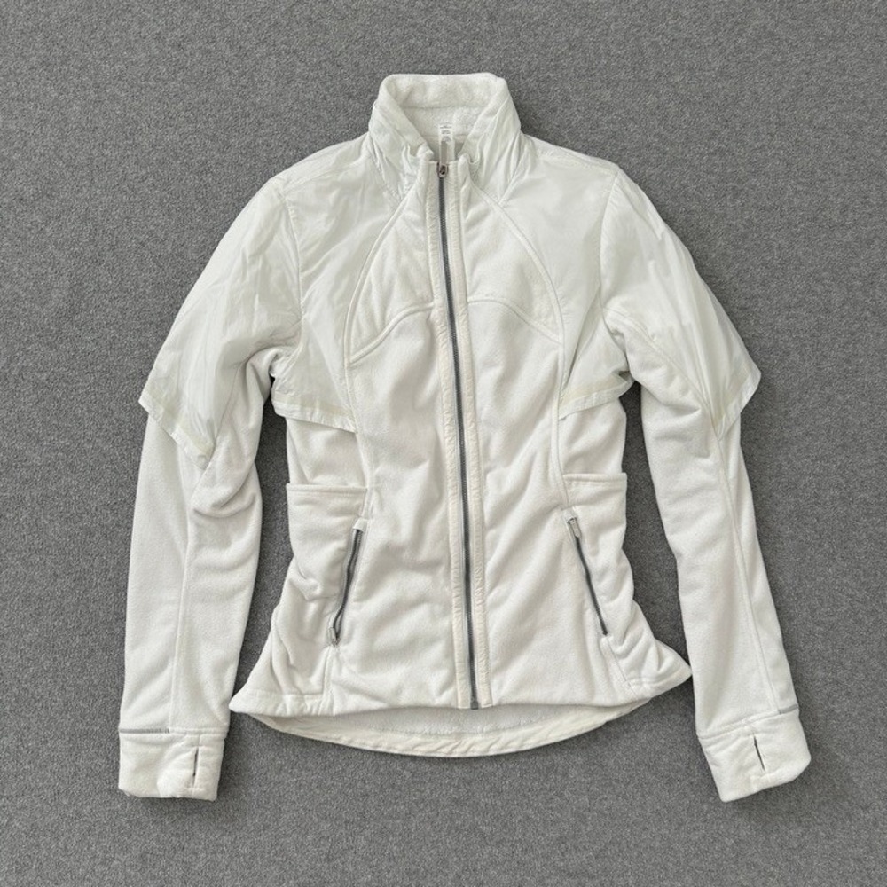Lululemon Fleece of Mind Full Zip Jacket 8 White Hybrid W4ARCS No Hood
